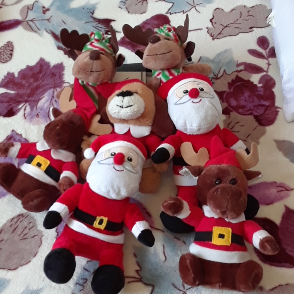 Bundle 7  Santa ,Reindeer, dog plush